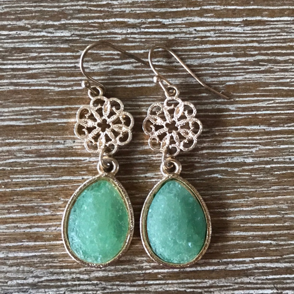 Aqua Gemstone druzy earrings